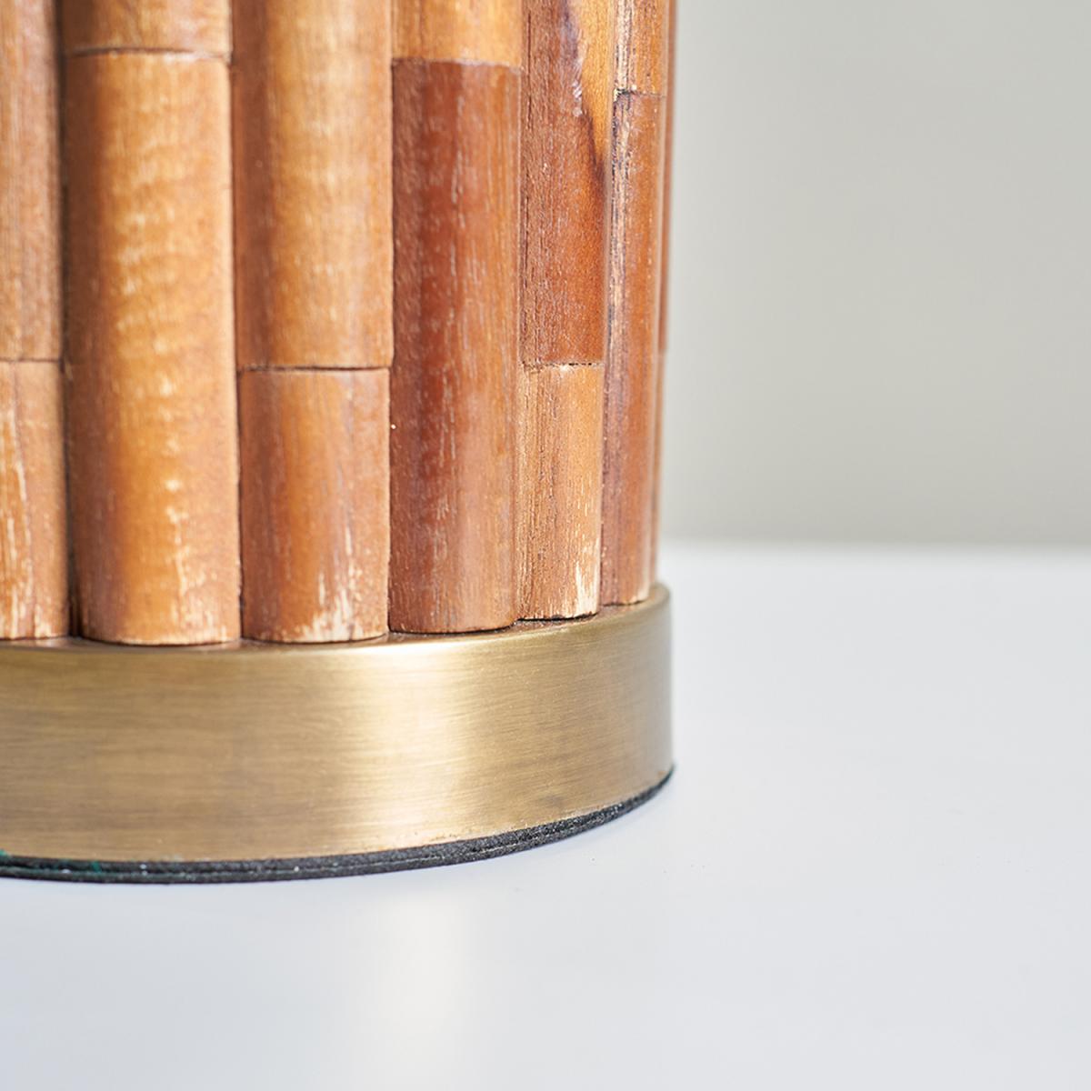 Modern Natural Bamboo And Brass Cylinder Table Lamp Base - Wood – image 5