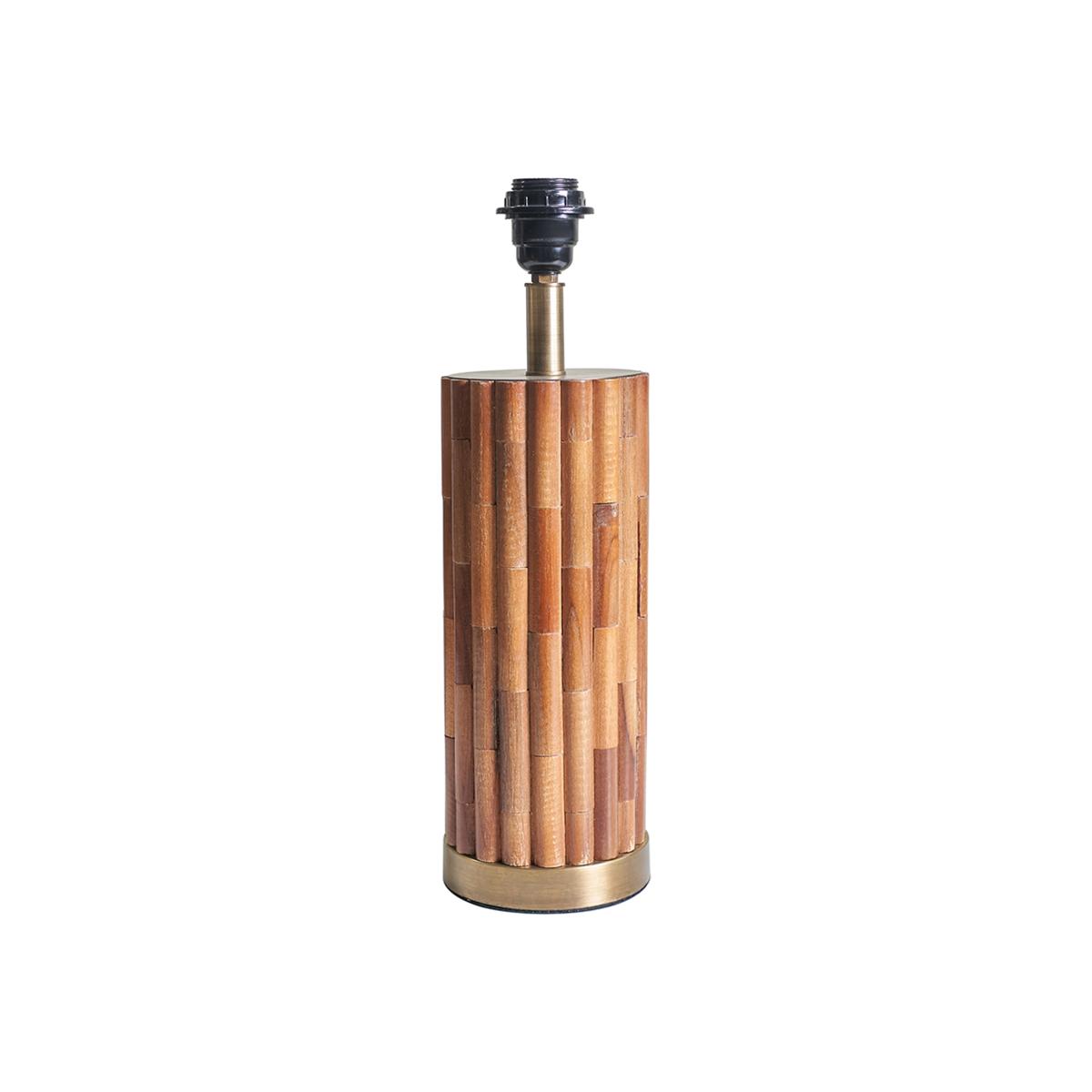 Modern Natural Bamboo And Brass Cylinder Table Lamp Base - Wood – image 1