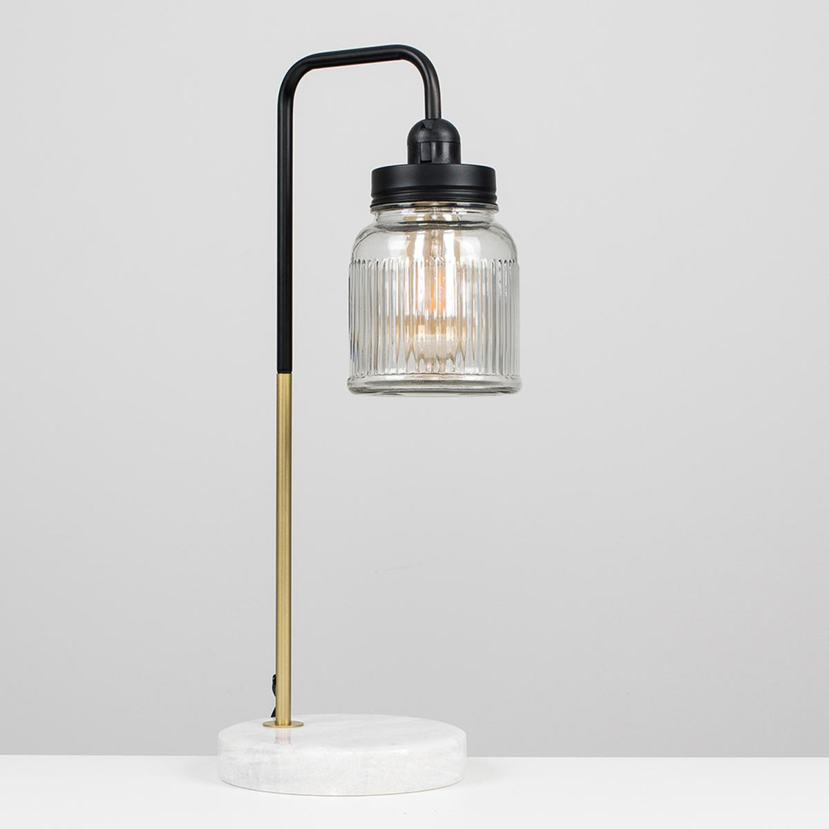 Talisman Black And Gold Table Lamp With Clear Glass Jar Shade - Black – image 2