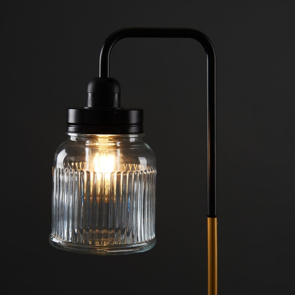 Talisman Black And Gold Table Lamp With Clear Glass Jar Shade - Black – image 3