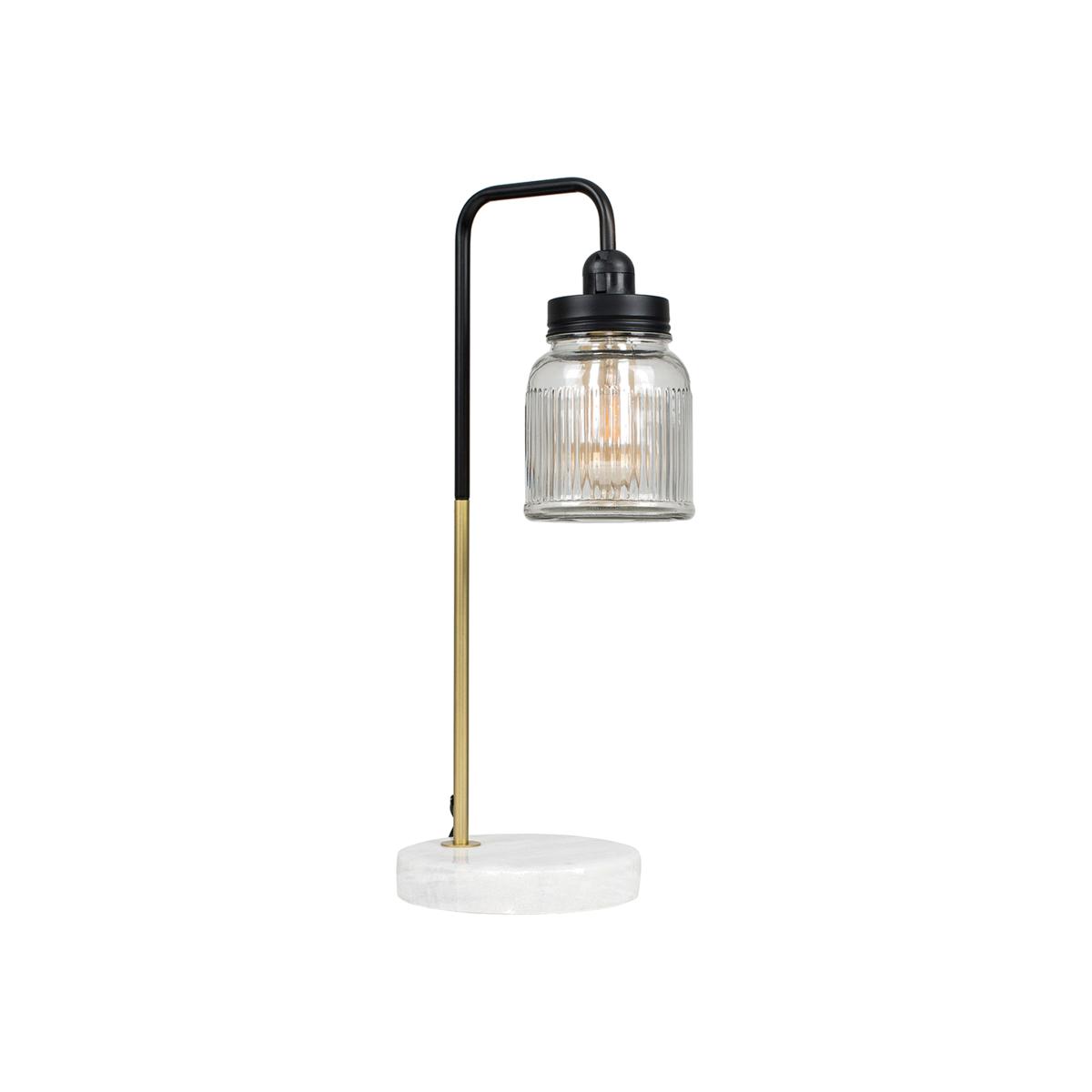 Talisman Black And Gold Table Lamp With Clear Glass Jar Shade - Black – image 1