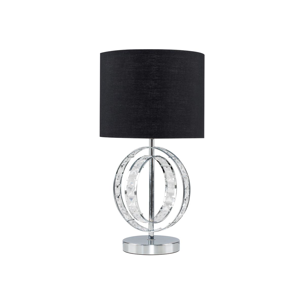 Rothwell Silver Table Lamp With Black Drum Shade - Silver