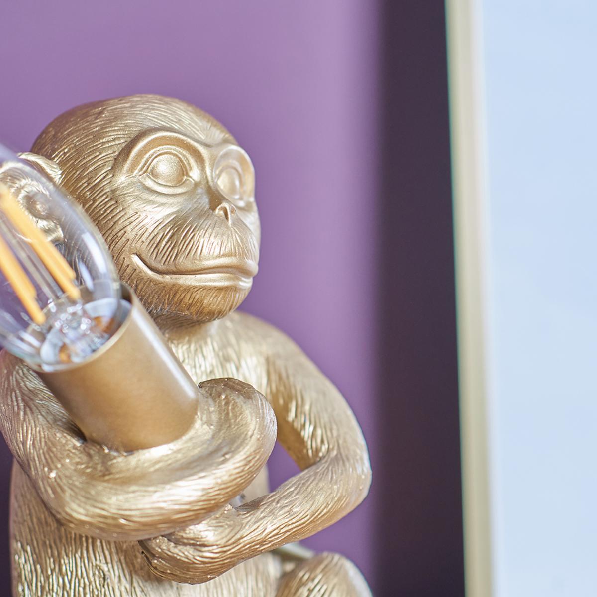Pair Of Monkey Animal Quirky Modern Gold Painted Table Lamps - Gold – image 3