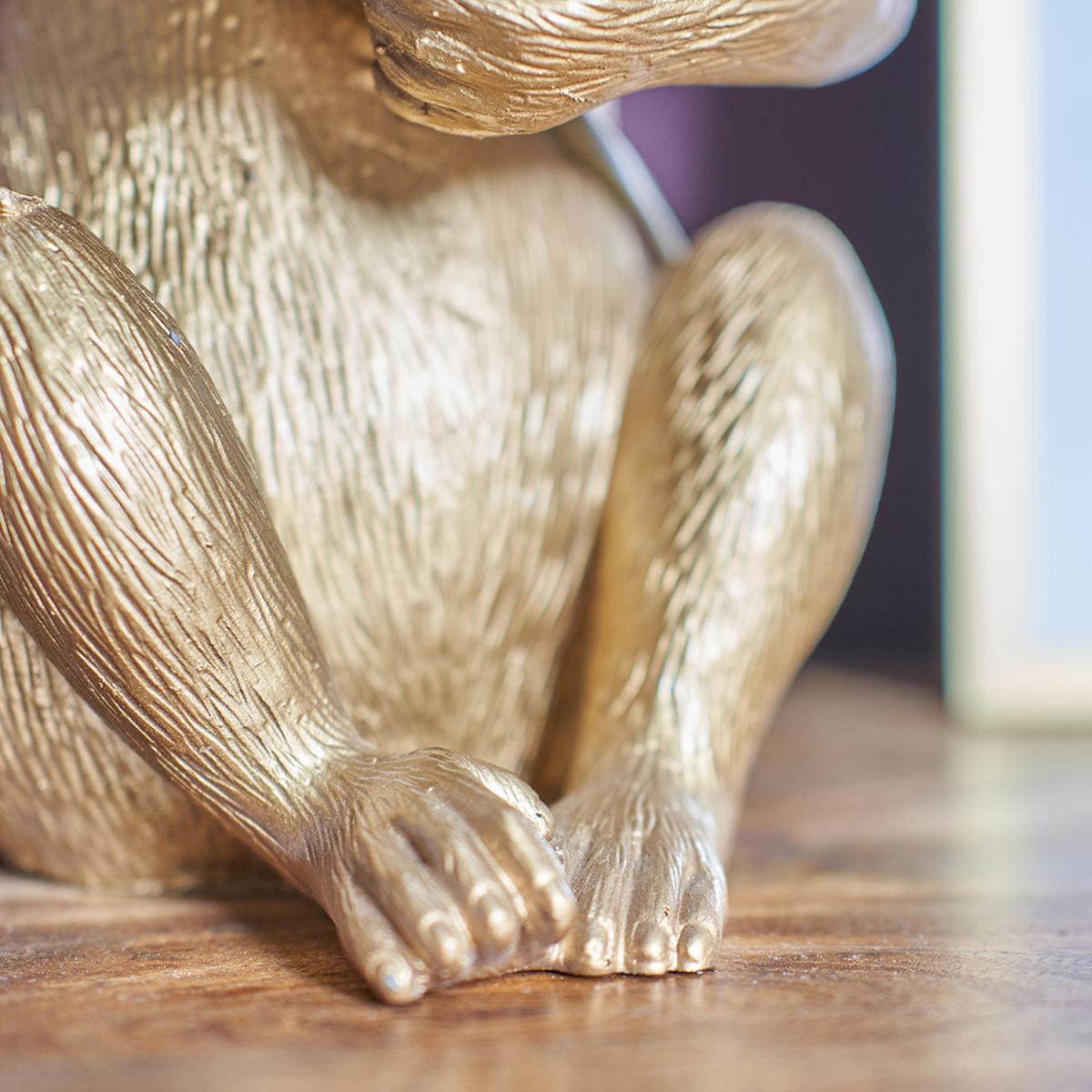 Pair Of Monkey Animal Quirky Modern Gold Painted Table Lamps - Gold – image 4