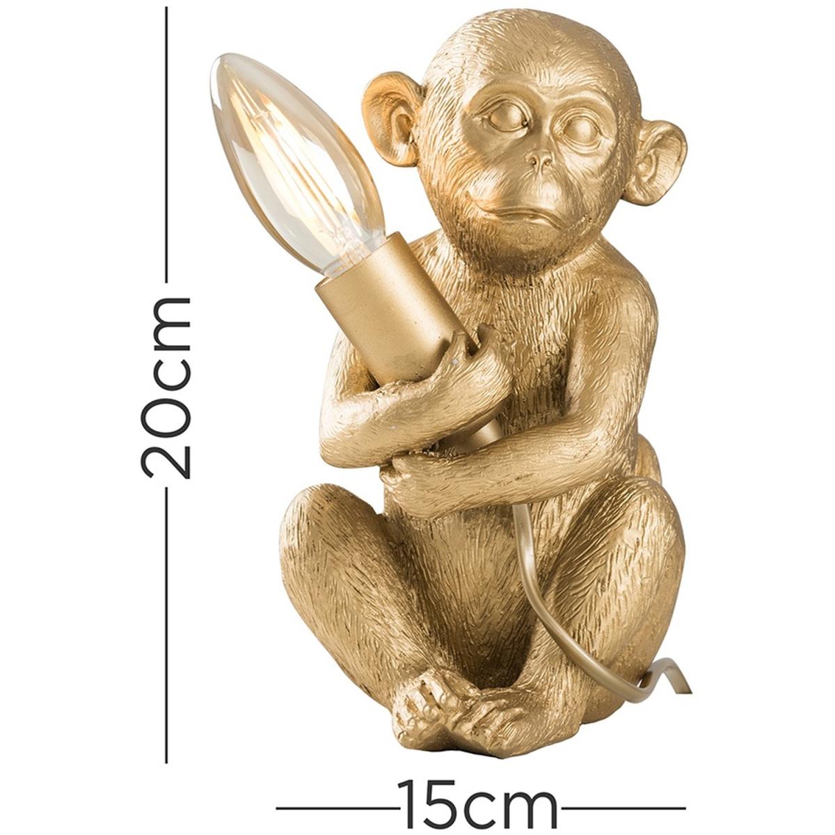 Pair Of Monkey Animal Quirky Modern Gold Painted Table Lamps - Gold – image 5