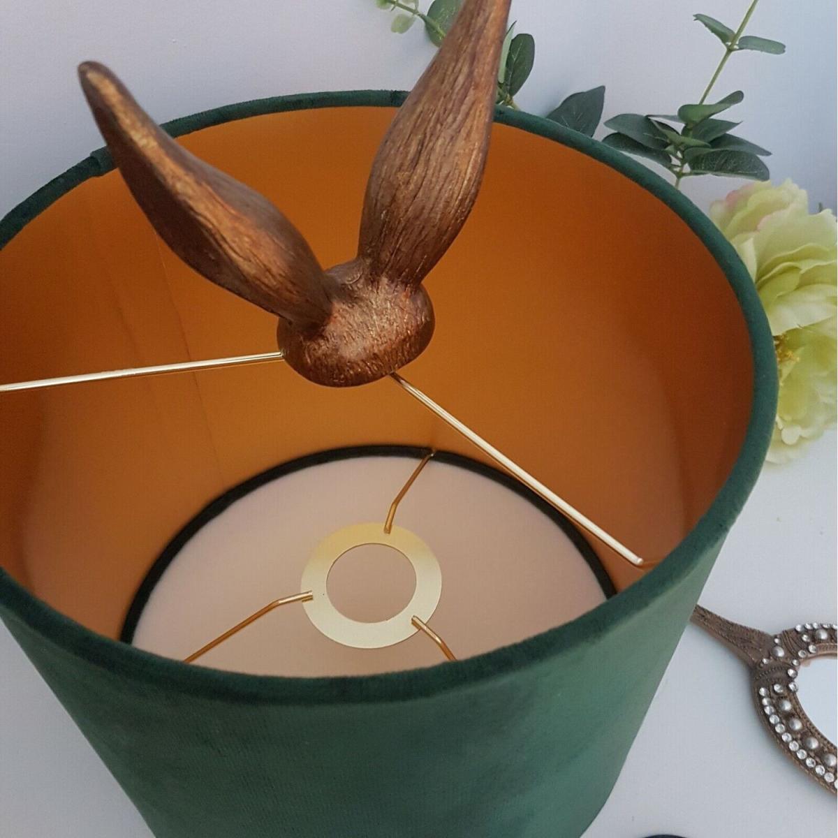 Gold Hare Table Lamp with Velvet Shade - GOLD – image 3