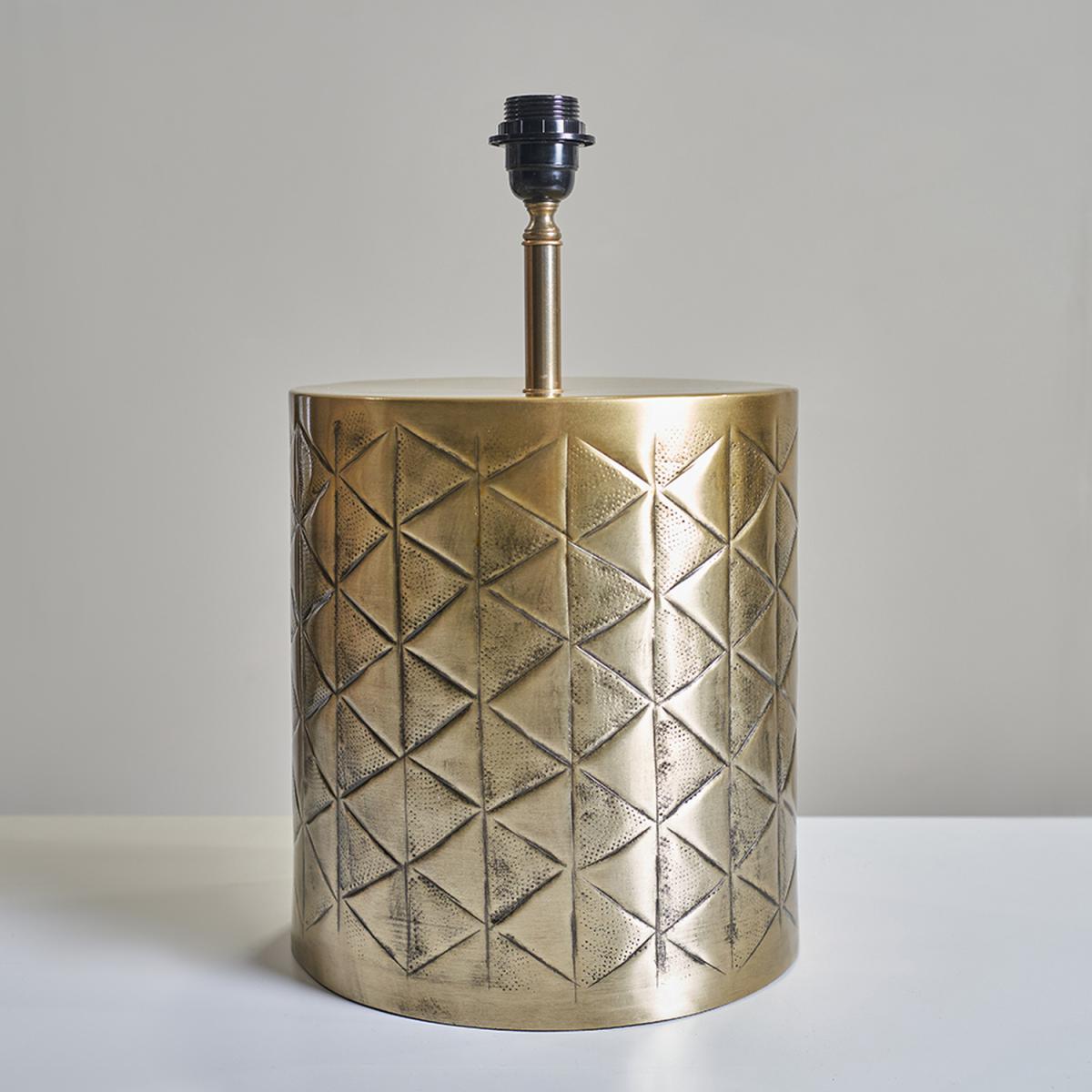 Large Gold Diagonal Patterned Table Lamp Base - Gold – image 3