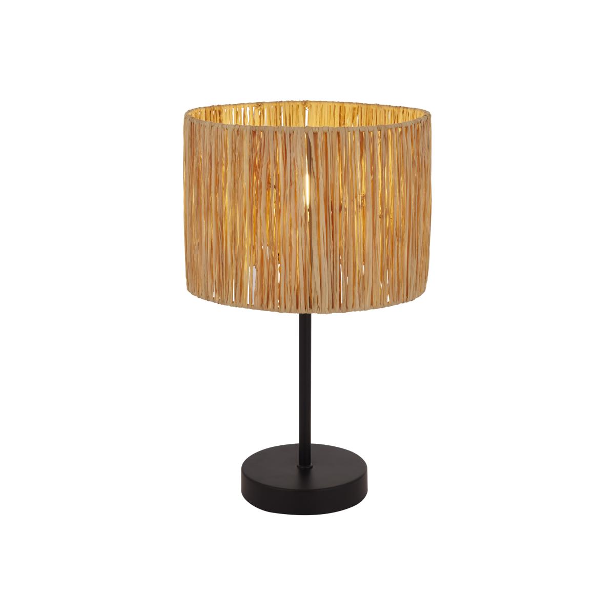 Raffia Finish Table Lamp with Black Base - Brown – image 1