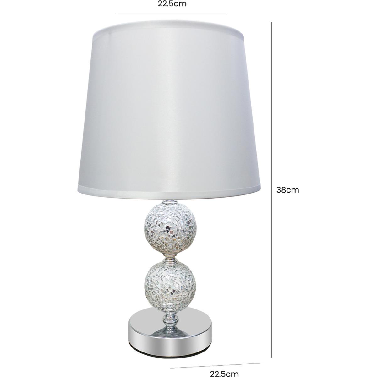 Mosaic Ball Table Lamp With Light Grey Satin Shade - Chrome/Silver – image 3