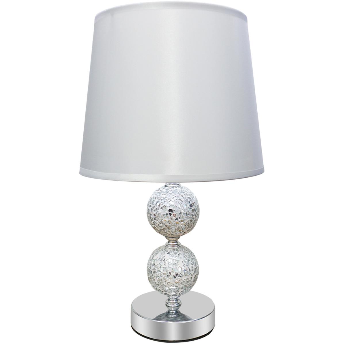Mosaic Ball Table Lamp With Light Grey Satin Shade - Chrome/Silver – image 5