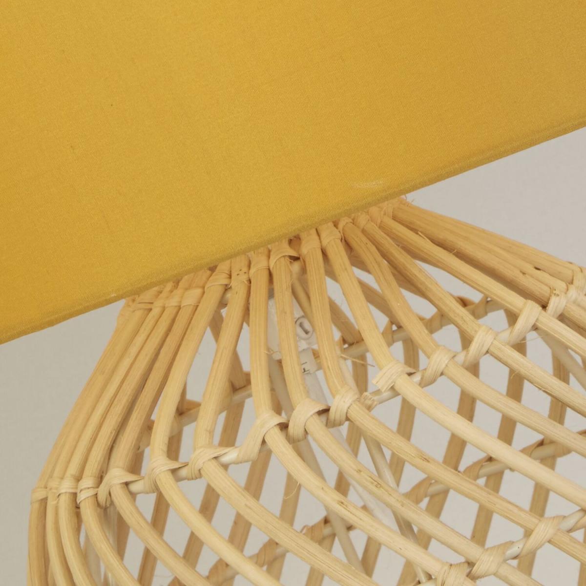 Bamboo Base Table Lamp with Ochre Shade  - Bamboo – image 2