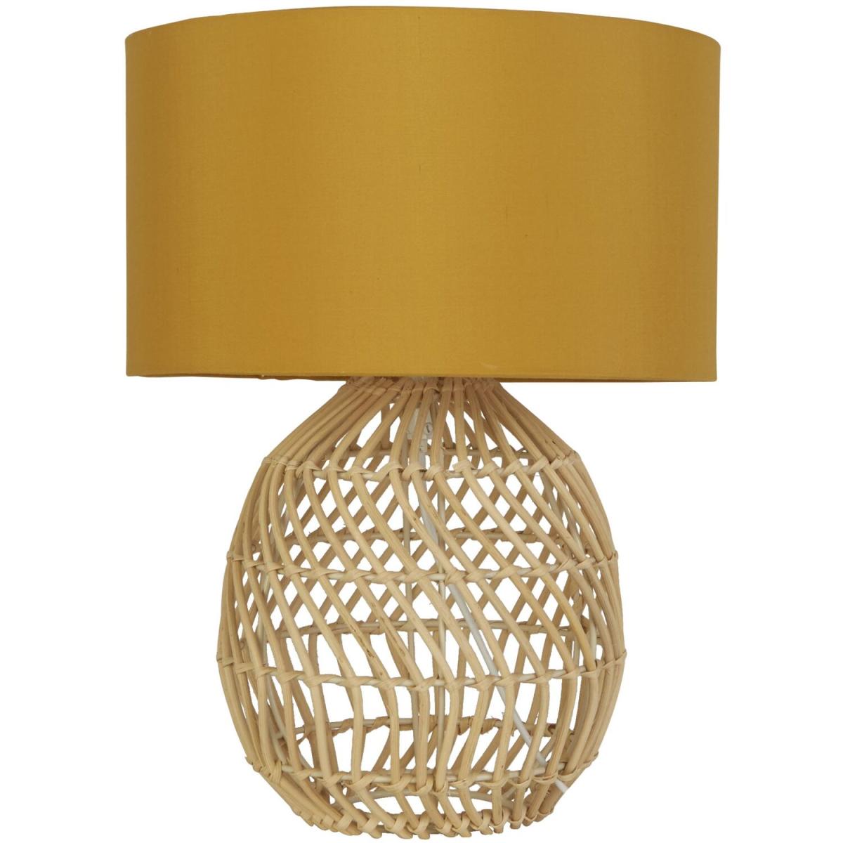 Bamboo Base Table Lamp with Ochre Shade  - Bamboo – image 3