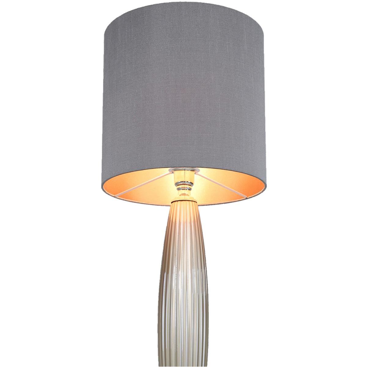 Taupe Pearl Glass Table Lamp With Grey Shade - Taupe and Grey – image 2