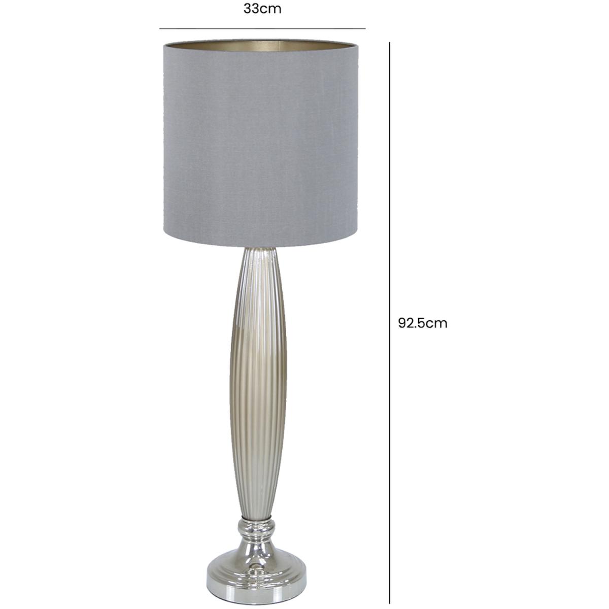Taupe Pearl Glass Table Lamp With Grey Shade - Taupe and Grey – image 3