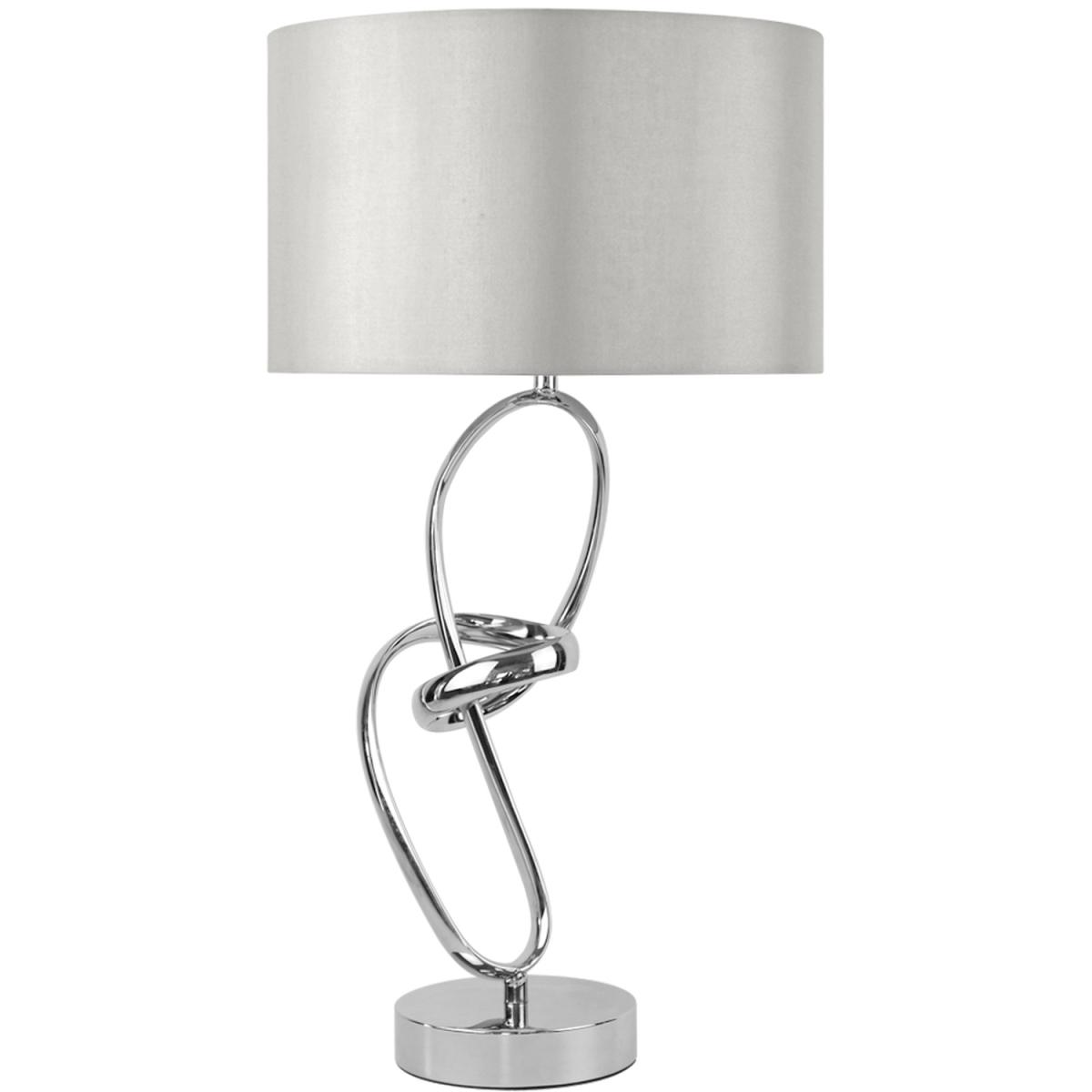 Metal Unique Chrome Link Table Lamp with Silver Shade - Champagne and Grey – image 3