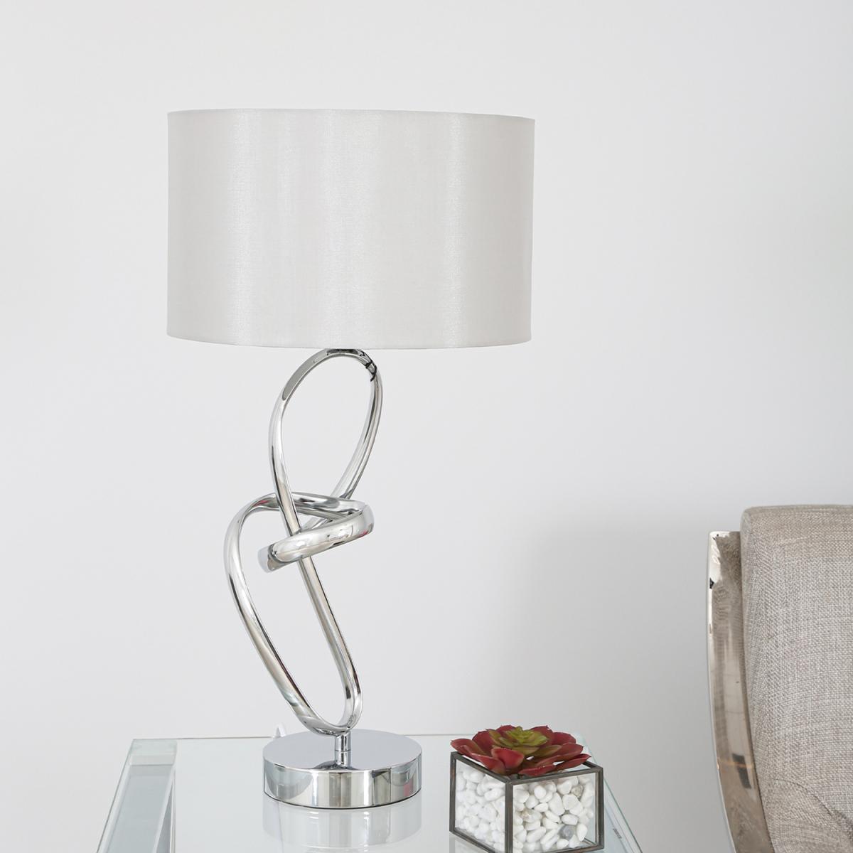 Metal Unique Chrome Link Table Lamp with Silver Shade - Champagne and Grey – image 1