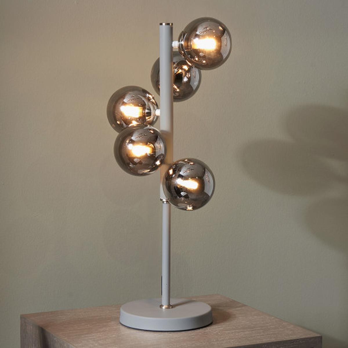 Glass Ball Metal Table Lamp - Silver