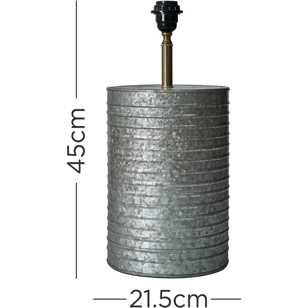 Large Rustic Zinc Silver Barrel Table Lamp Base - Brass – image 2
