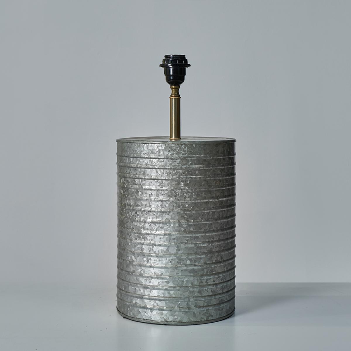 Large Rustic Zinc Silver Barrel Table Lamp Base - Brass – image 3