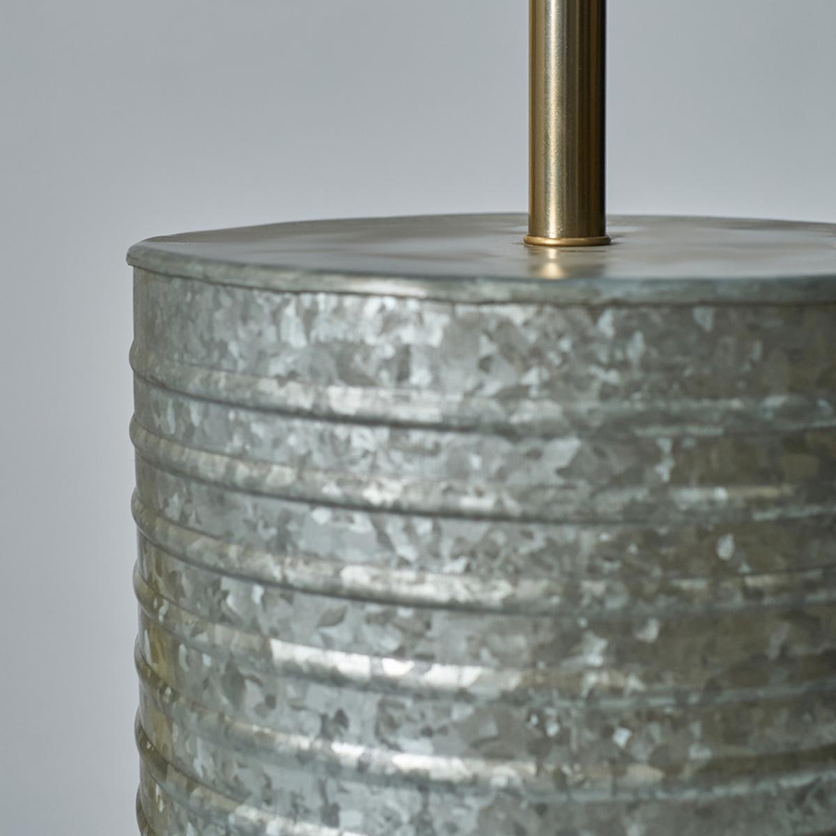 Large Rustic Zinc Silver Barrel Table Lamp Base - Brass – image 4