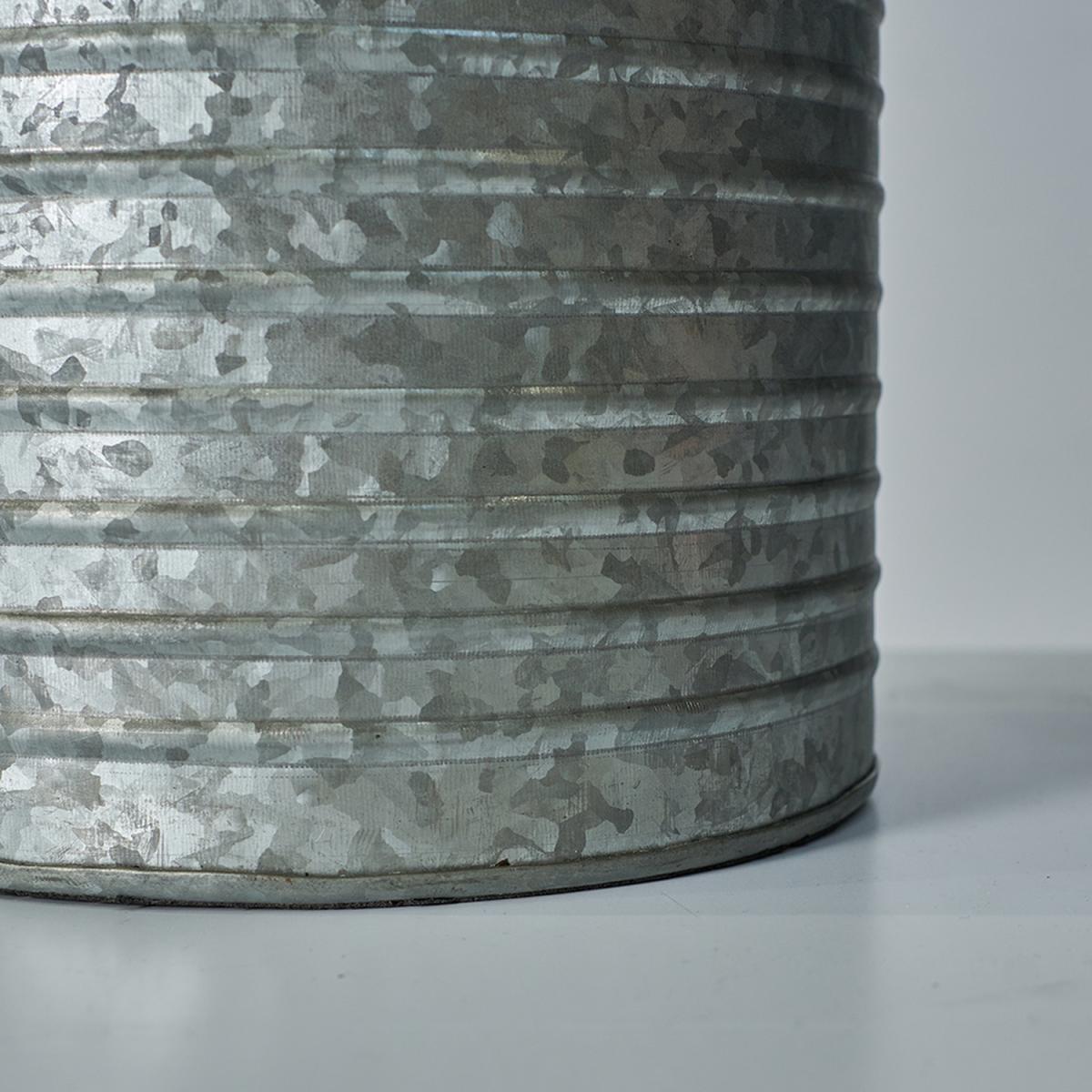 Large Rustic Zinc Silver Barrel Table Lamp Base - Brass – image 5