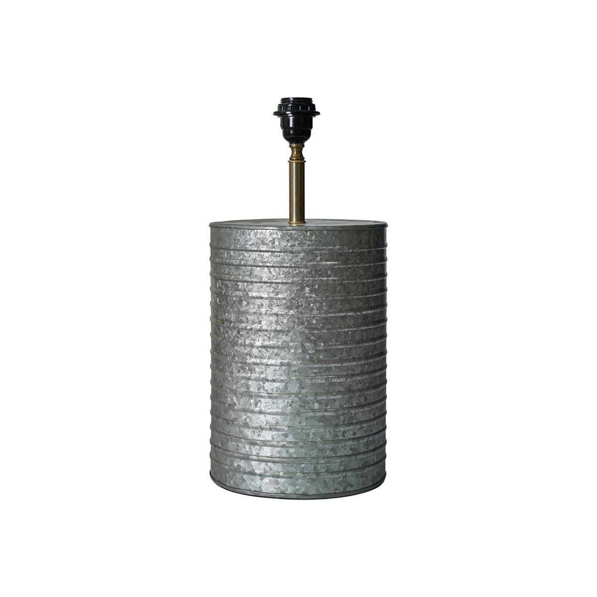 Large Rustic Zinc Silver Barrel Table Lamp Base - Brass – image 1