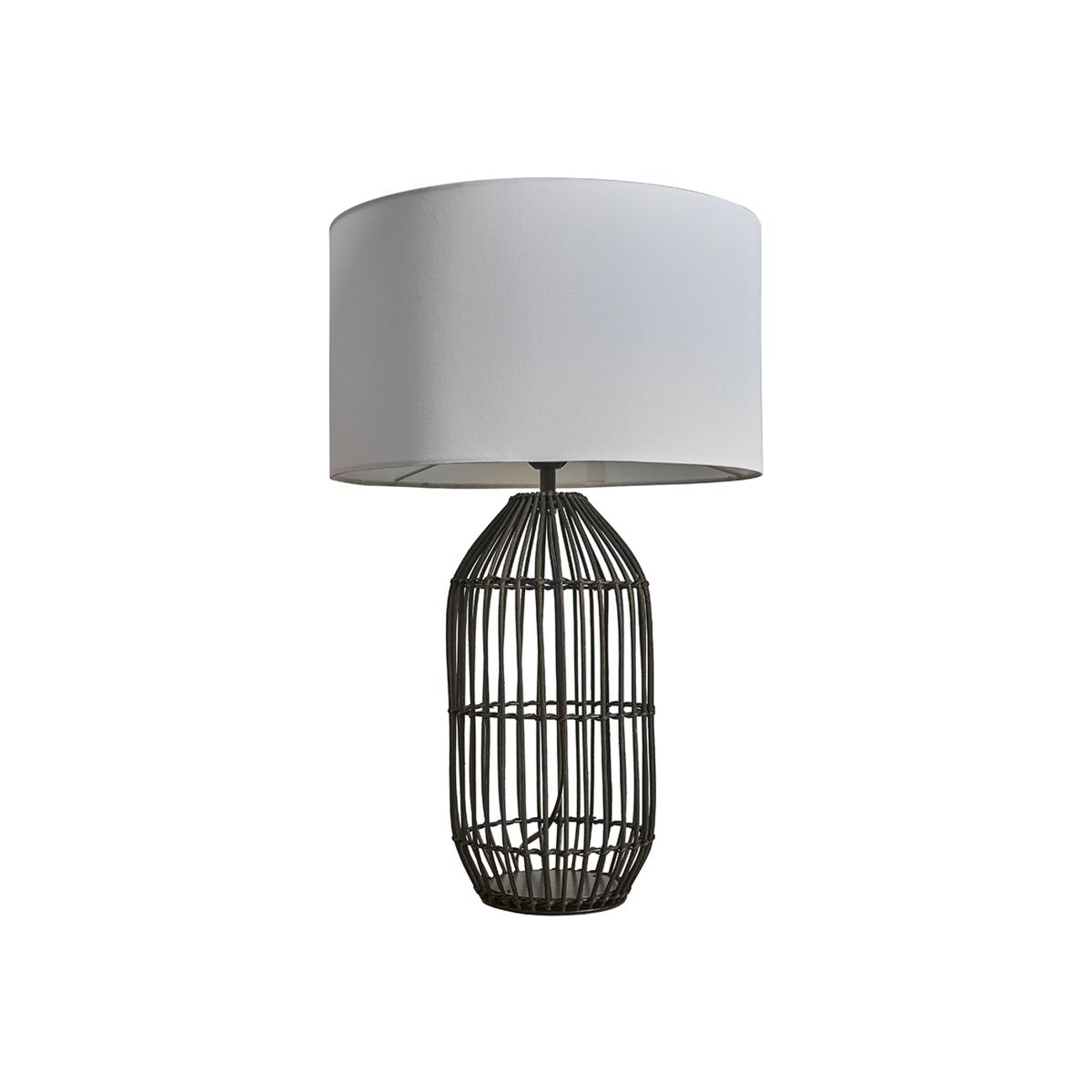 Matt Black Table Lamp Large White Drum Shade - Matt Black