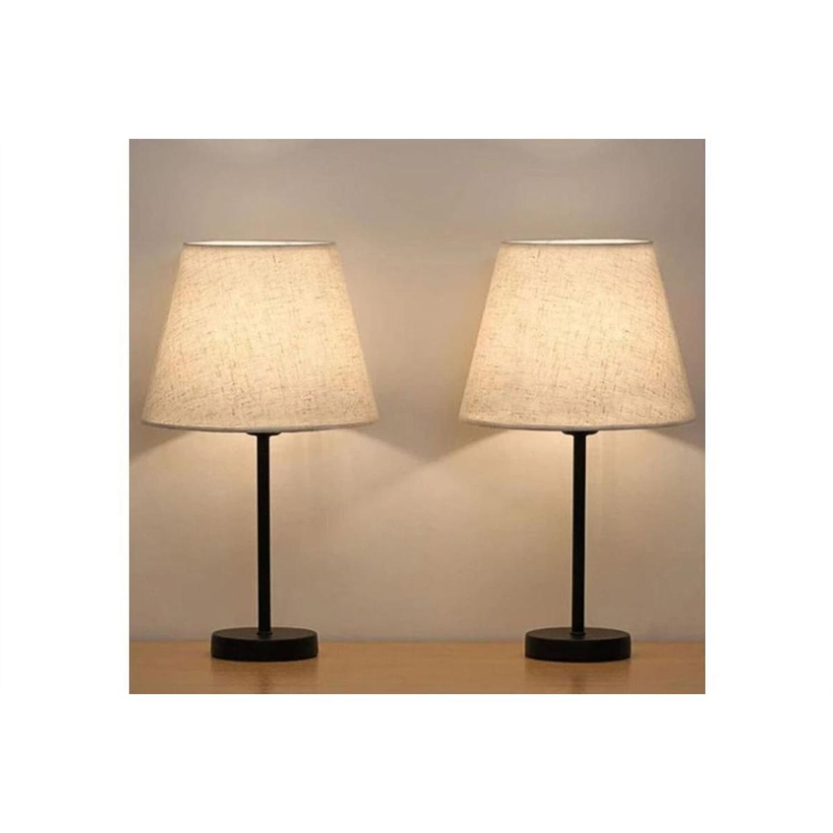 Pu Table Lamp Set of 2 Cream Fabric Shade - Cream & Black – image 3