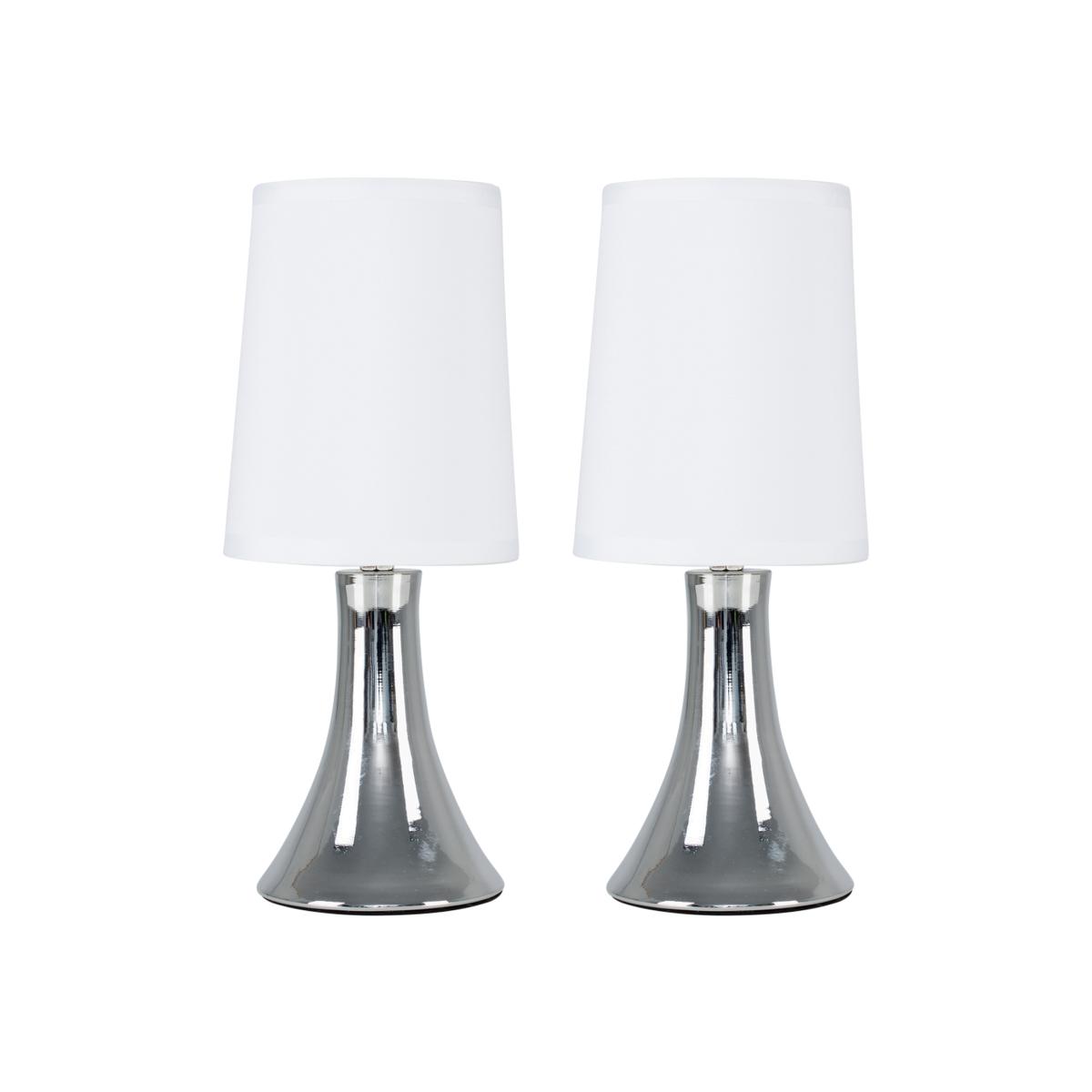 Trumpet Pair of Silver Table Lamp - Silver