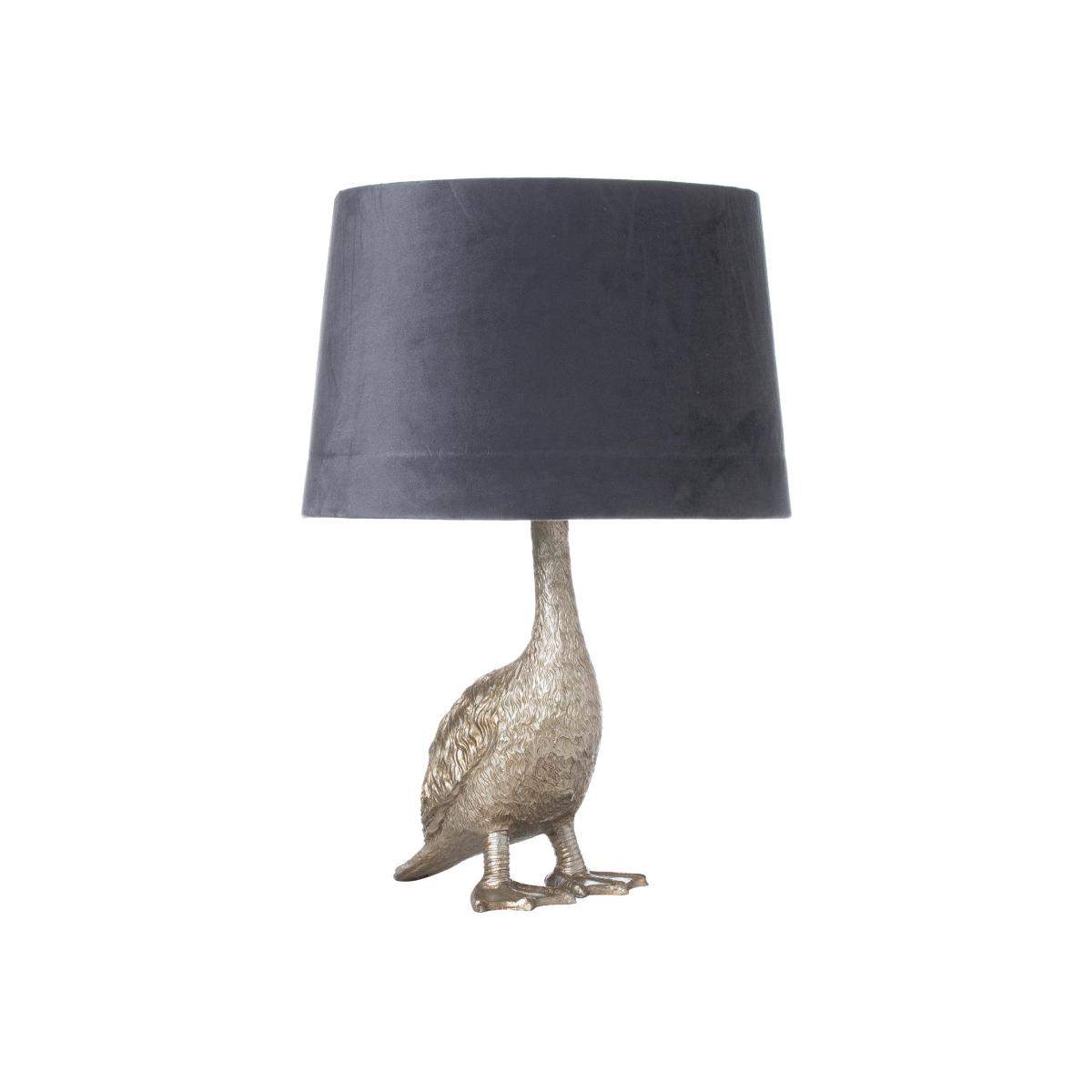 Eye-Catching the Goose Table Lamp With Velvet Shade - Silver