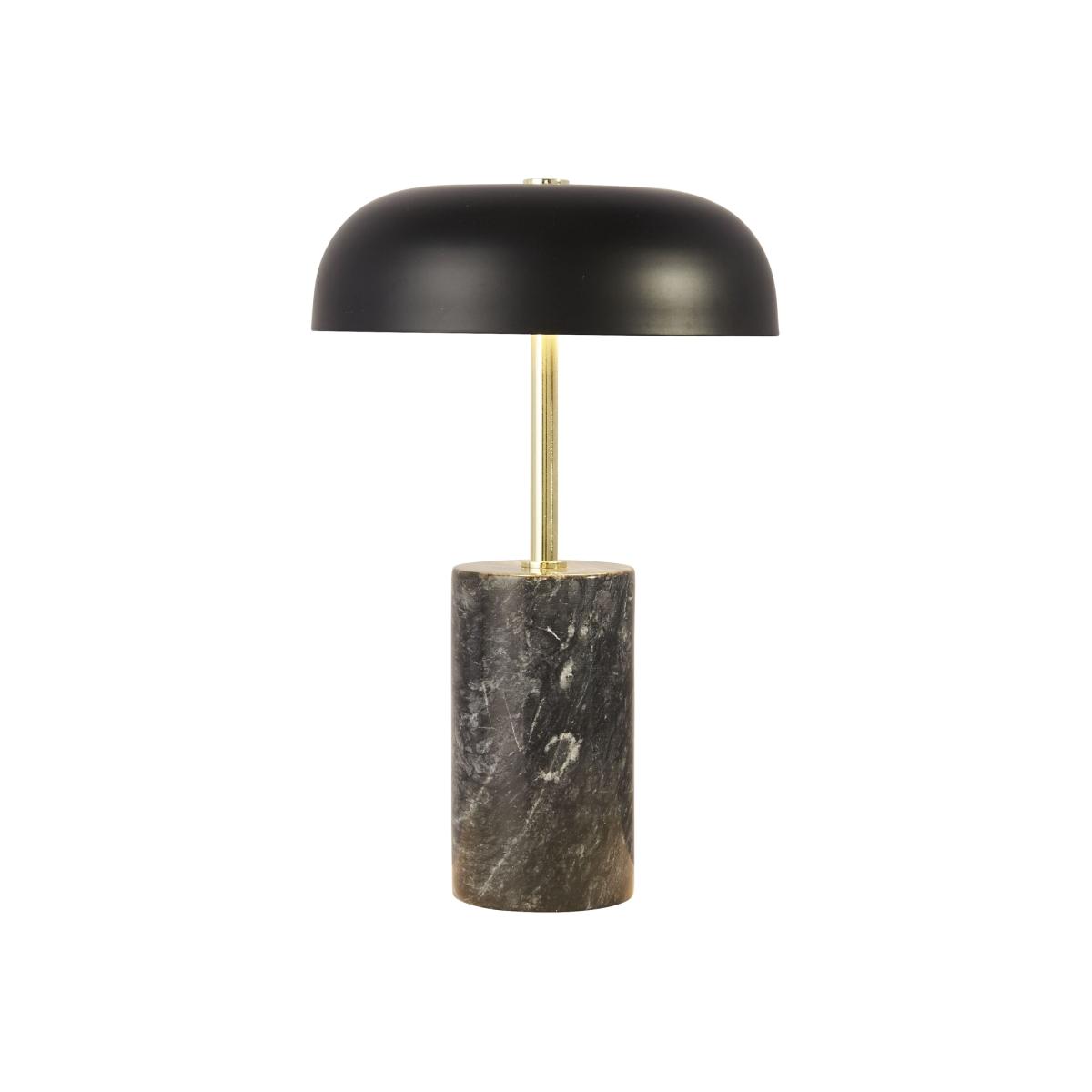 Marble Base and Gold Mushroom Lamp - Black