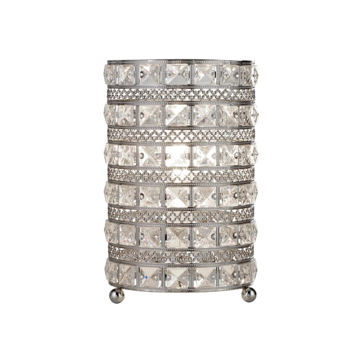 Square Acrylic And Pressed Metal Small Table Lamp - Silver