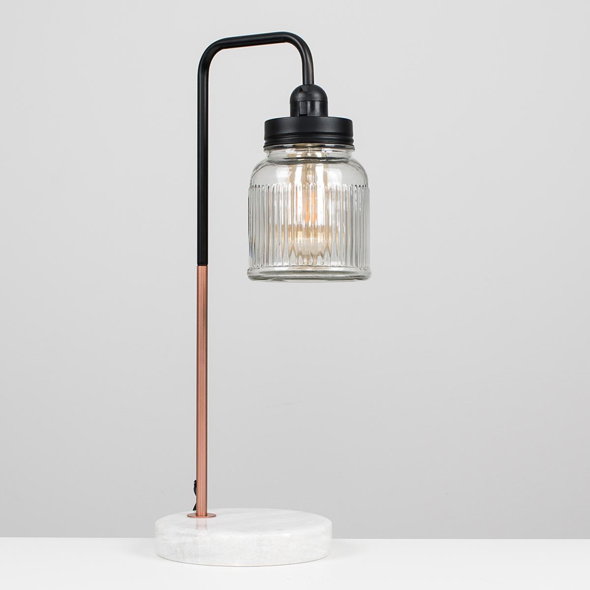 Talisman Copper Table Lamp With Ribbed Shade - Black – image 3