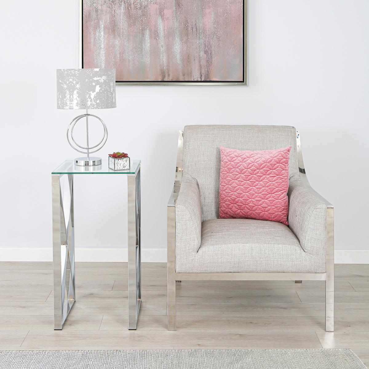 Metal Chrome Table Lamp with Circle Design Base - Silver and Grey – image 3