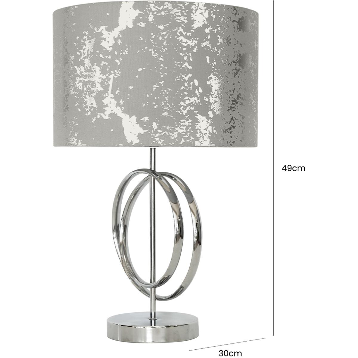 Metal Chrome Table Lamp with Circle Design Base - Silver and Grey – image 5