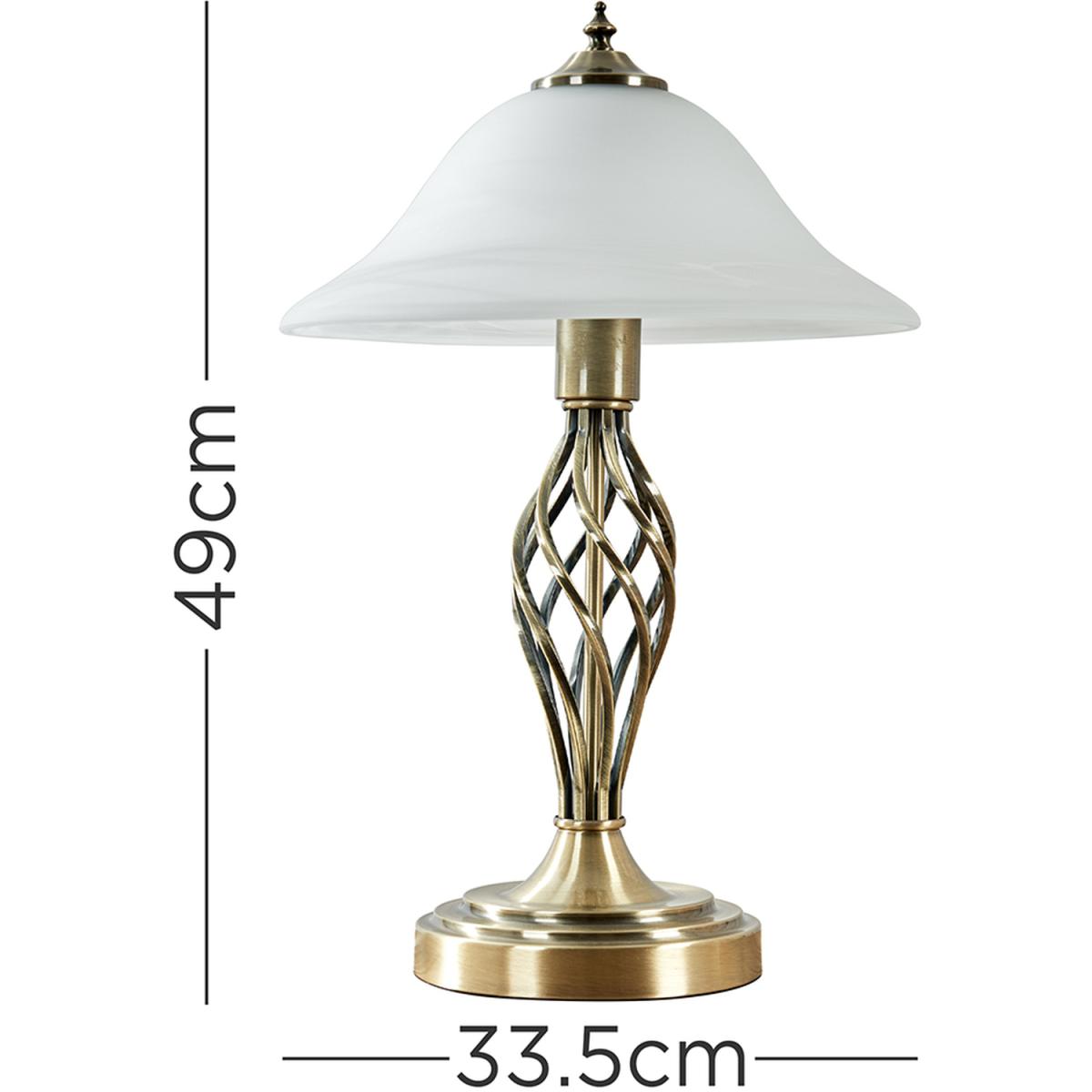 Traditional Antique Brass Barley Twist Table Lamp With Frosted Shade - Gold – image 2