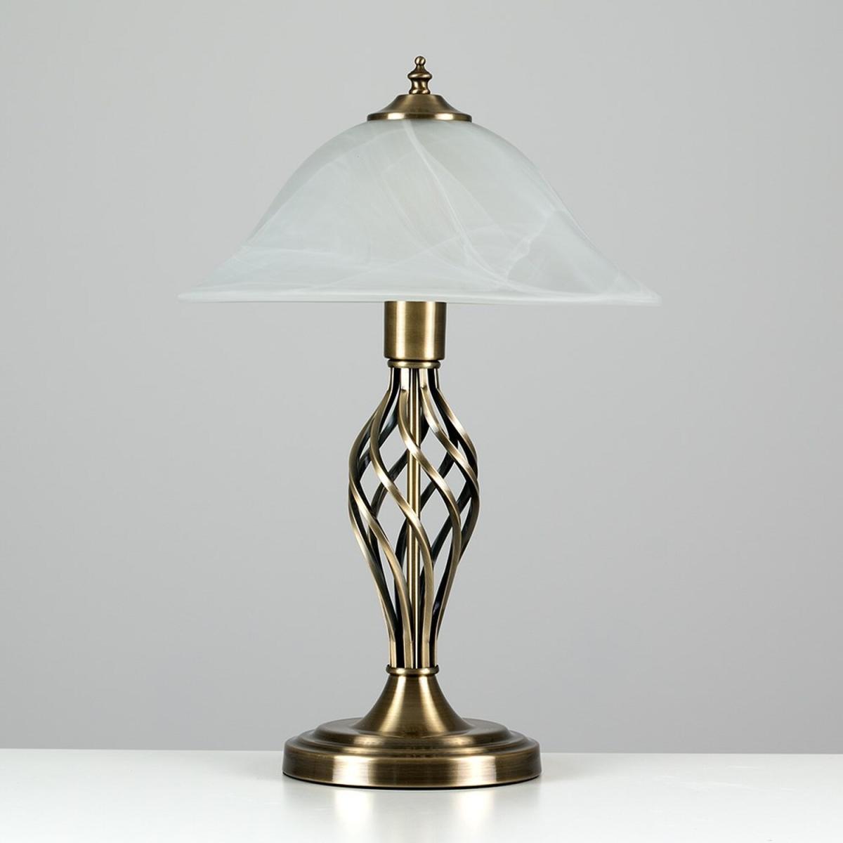 Traditional Antique Brass Barley Twist Table Lamp With Frosted Shade - Gold – image 3