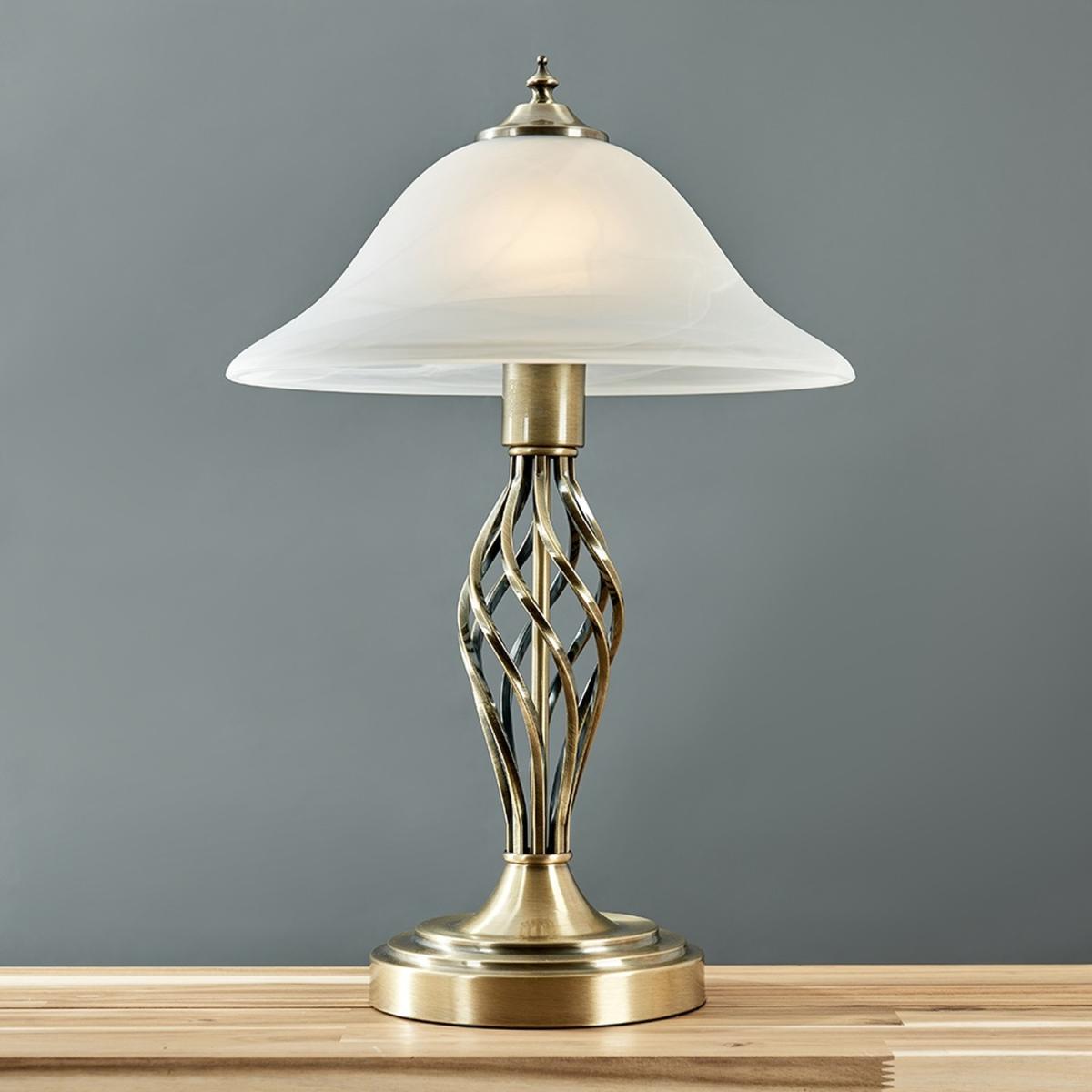 Traditional Antique Brass Barley Twist Table Lamp With Frosted Shade - Gold – image 4