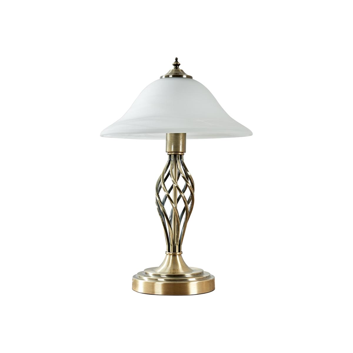 Traditional Antique Brass Barley Twist Table Lamp With Frosted Shade - Gold – image 1