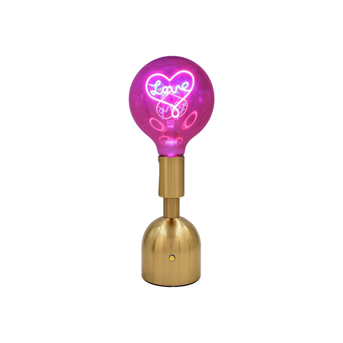 Retro Tall LED Love Text Lamp - Gold