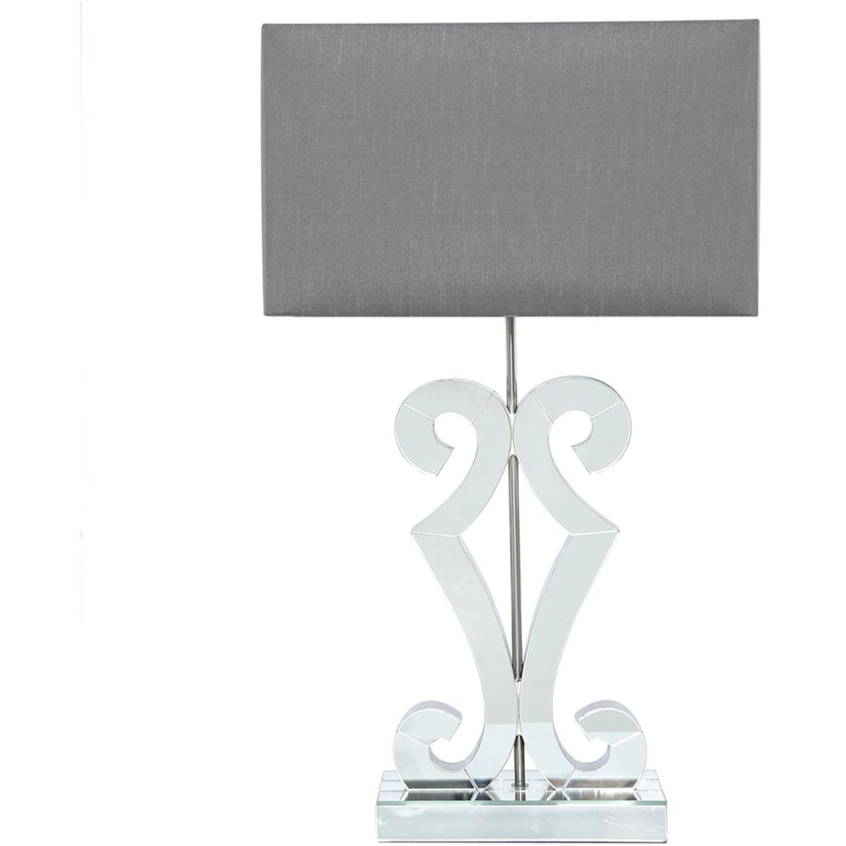 Adara Clear Glass Table Lamp with Grey Shade - Grey – image 2