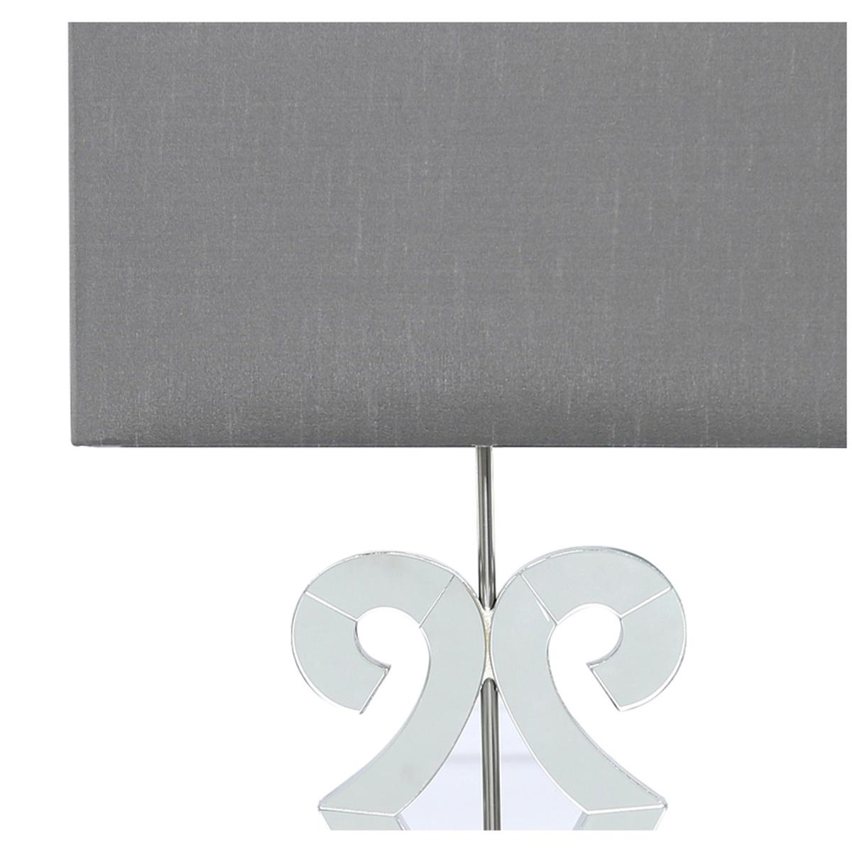 Adara Clear Glass Table Lamp with Grey Shade - Grey – image 3
