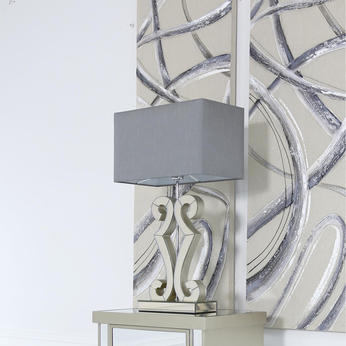 Adara Clear Glass Table Lamp with Grey Shade - Grey – image 4