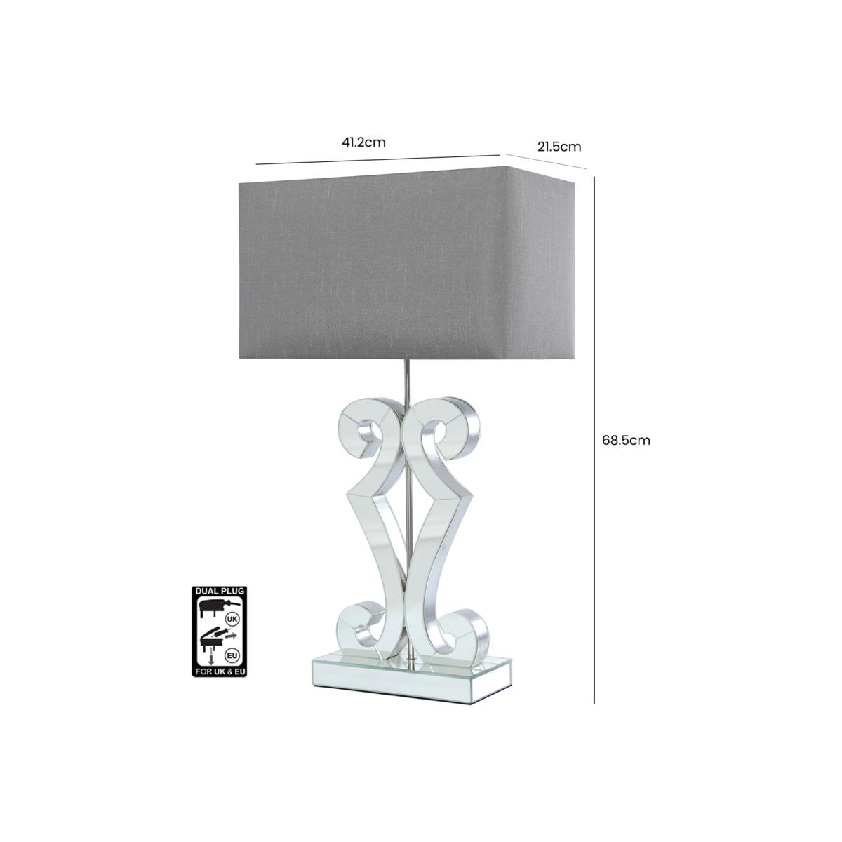 Adara Clear Glass Table Lamp with Grey Shade - Grey – image 1
