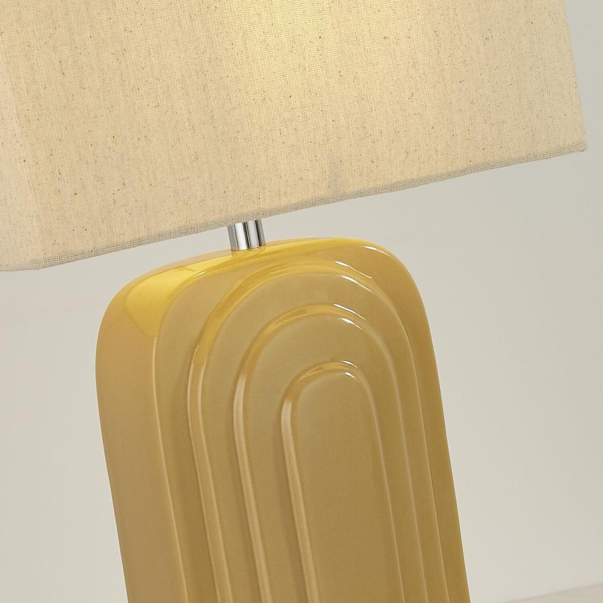 ArtDeco Pattern Ceramic Table Lamp - Cream – image 2