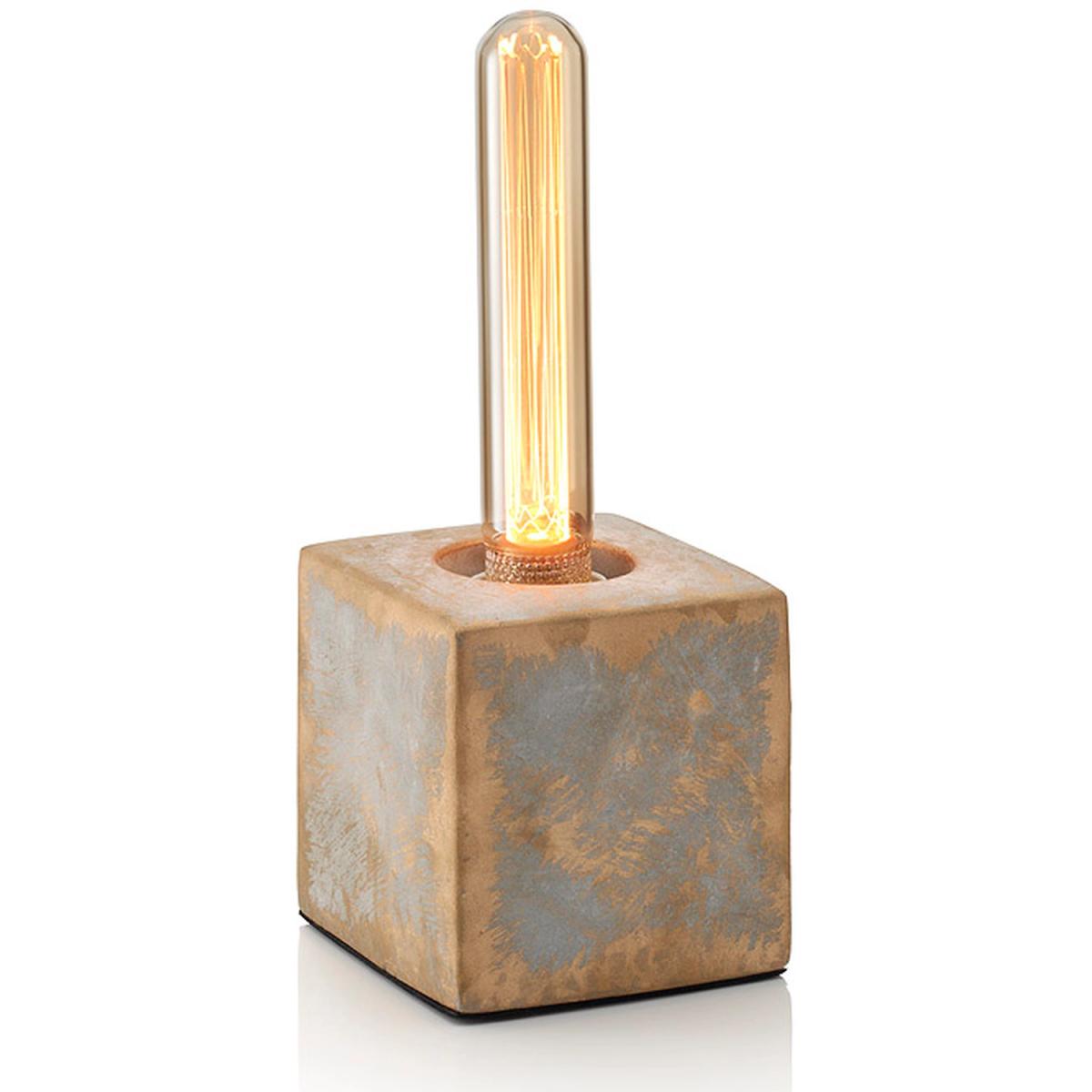 Auraglow Mysa Bronzed Effect Stone Cement Bedside Lamp - Bronze / T30 LED Bulb – image 2