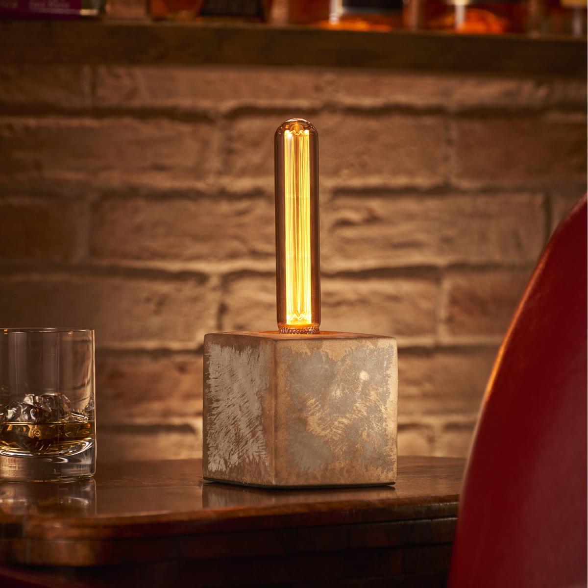 Auraglow Mysa Bronzed Effect Stone Cement Bedside Lamp - Bronze / T30 LED Bulb – image 1
