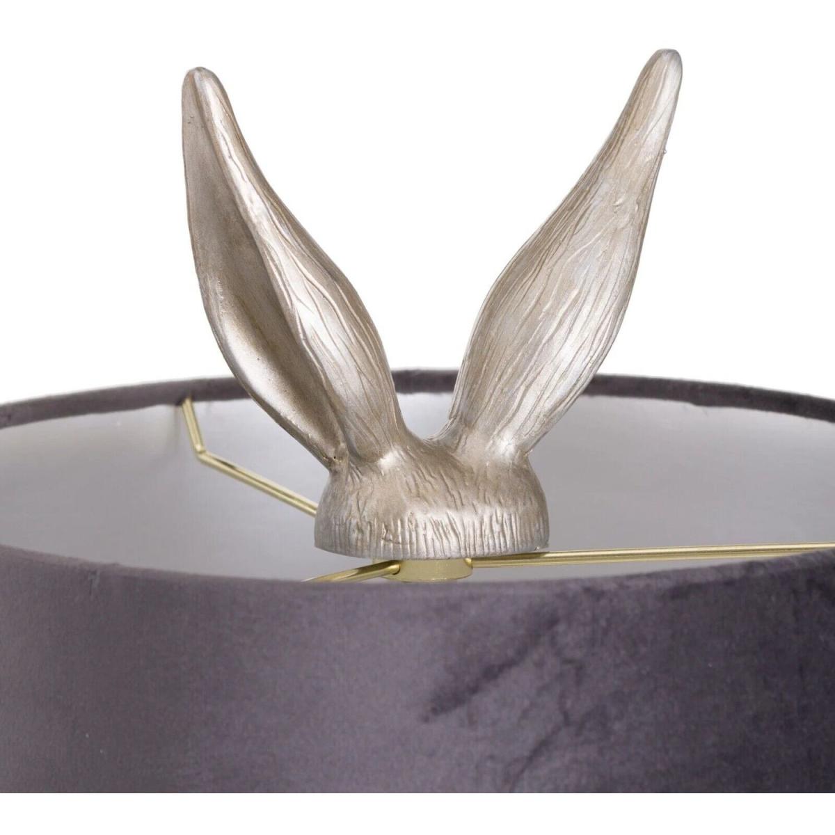 Resin Silver Hare Table Lamp with Velvet Shade 50cm H - Silver – image 3