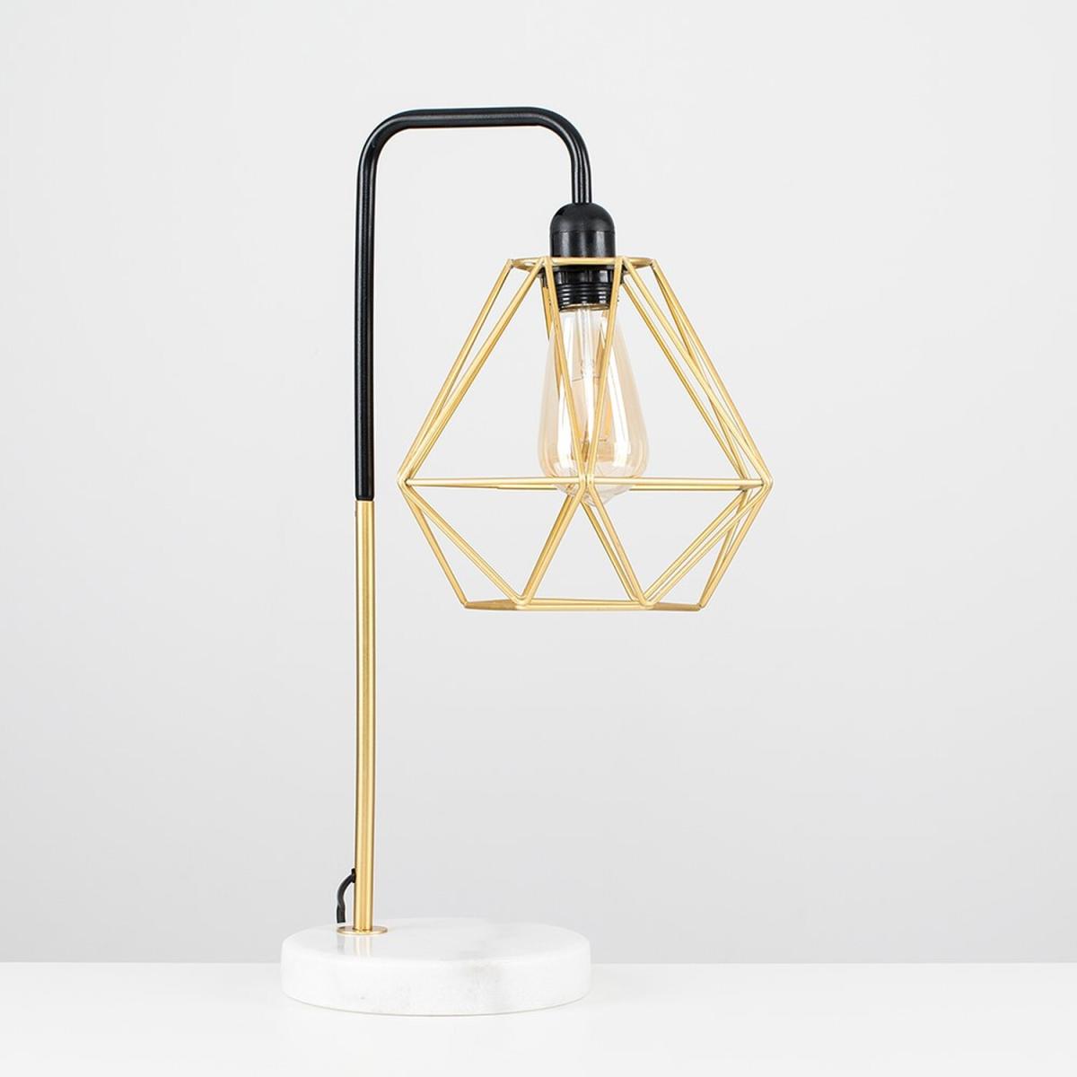 Talisman Industrial Black Table Lamp With Gold Metal Basket Cage Shade - Black – image 2