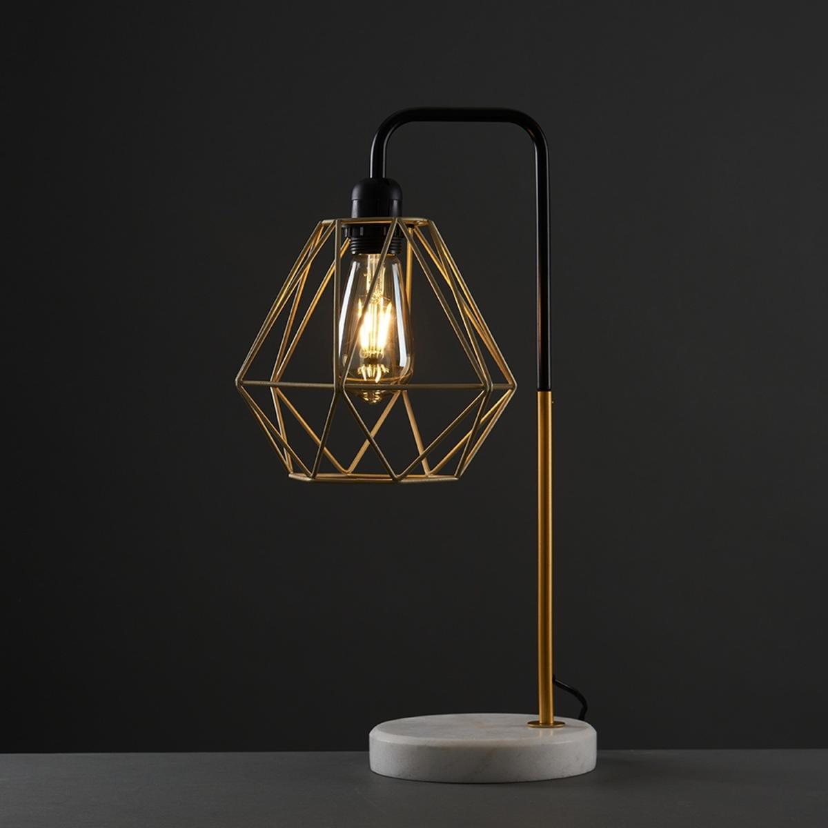 Talisman Industrial Black Table Lamp With Gold Metal Basket Cage Shade - Black – image 3